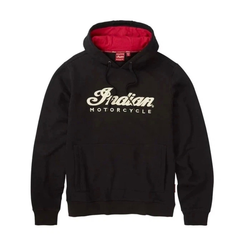 Indian Motorcycle Hoodie Men Small Black Red Pullover Embroidered Logo Biker